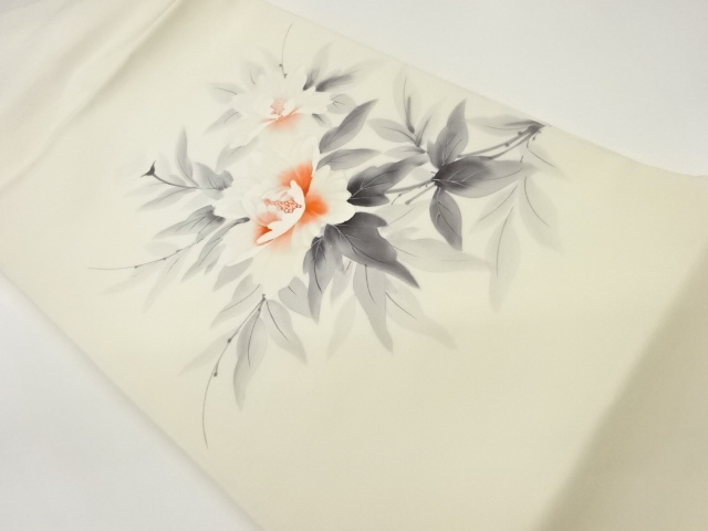 作家物　手描き草花模様名古屋帯